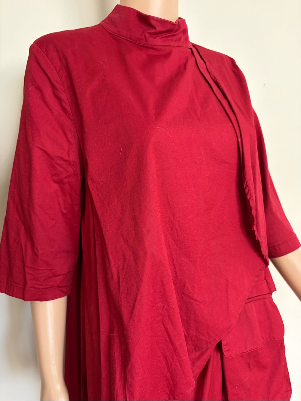 Women's METAMORPHOZA Red ASSYMETRIC Lagenlook TUNIC Shirt DRESS L - Picture 5 of 13